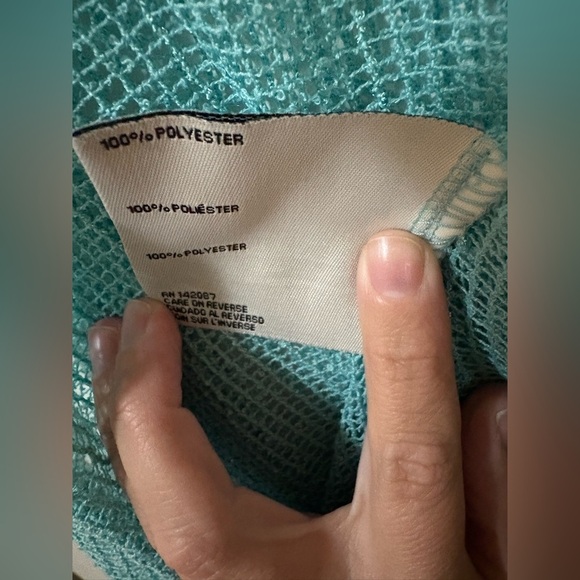 Sheer Vintage Aqua Mesh Top S/M Halloween Indie Sleeze - Picture 3 of 8